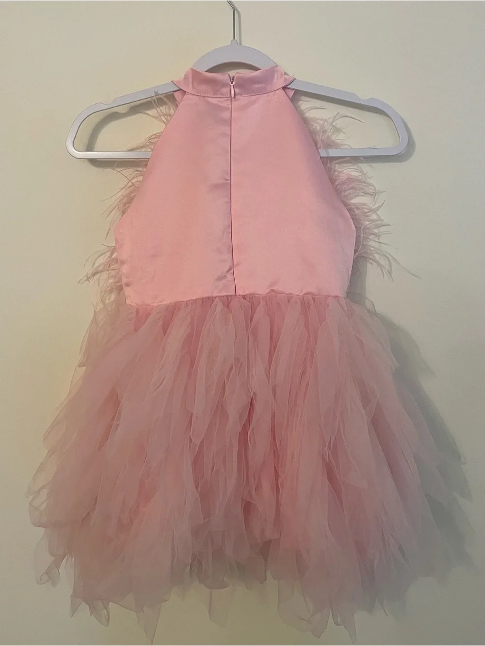 Lola + The Boys Pink Princess Feather Dress Size 8
